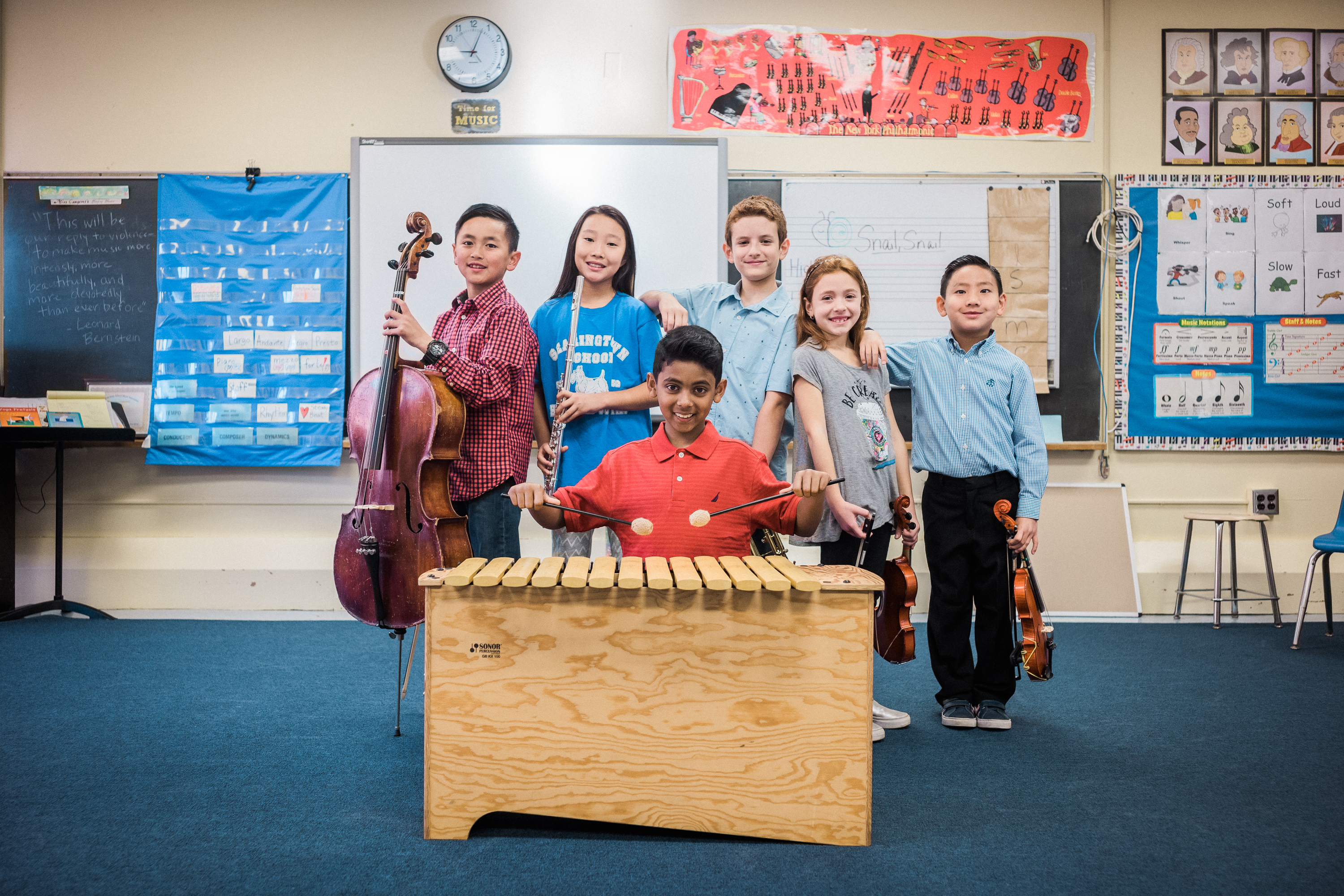 Kids in a music classroom