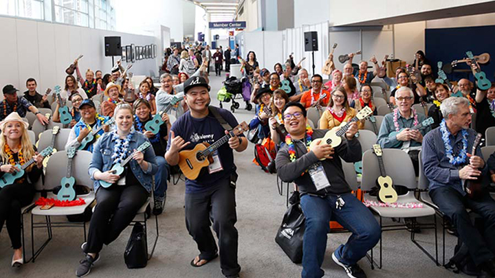 Uke circle at The NAMM Show