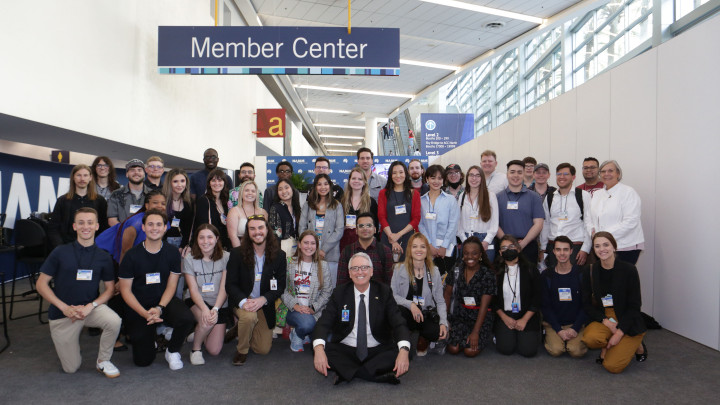 Photo of the 2022 NAMM President Award Winners with NAMM President and CEO Joe Lamond at The 2022 NAMM Show in Anaheim